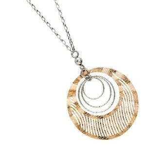 Handcrafted Sterling Silver 2 Tone Necklace  with Rose Gold Rhodium pendant